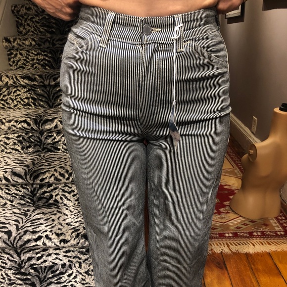 NWT AG 27 Rosie Workwear Wide Leg Striped Jeans - Picture 1 of 6